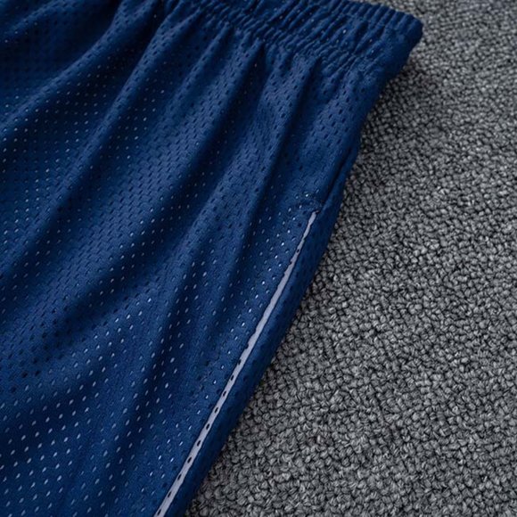 Eric Emanuel EE logo Red Flame Print Casual Blue Sports Shorts - Picture 2 of 12